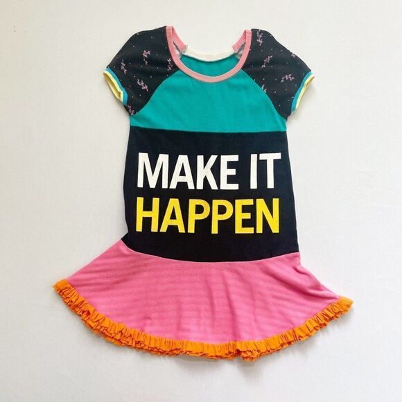 CourtneyCourtney Short Sleeve Pink Girls Dress 5/6 Twirl Skirt Upcycled Handmade - Picture 1 of 9